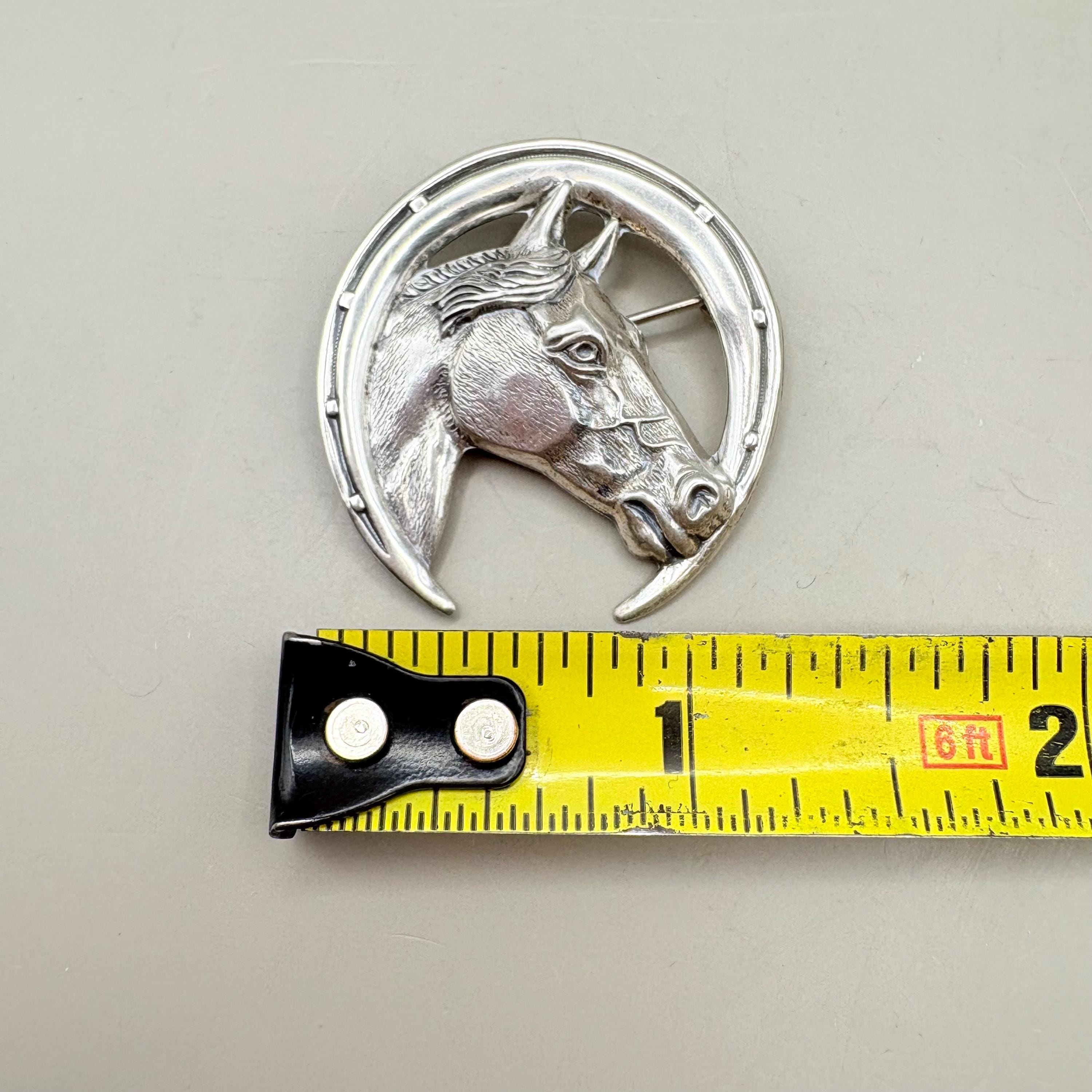 ヴィンテージ ボー スターリングシルバー 馬ブローチ：ミッド