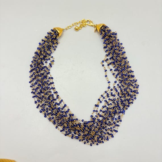 Vintage K.J.L. Kenneth Jay Lane Cobalt Blue Glass… - image 3