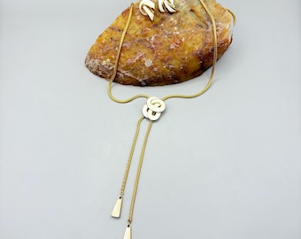 Vintage Monet Y Lariat Goldkette & Emaille Ohrclips im Set