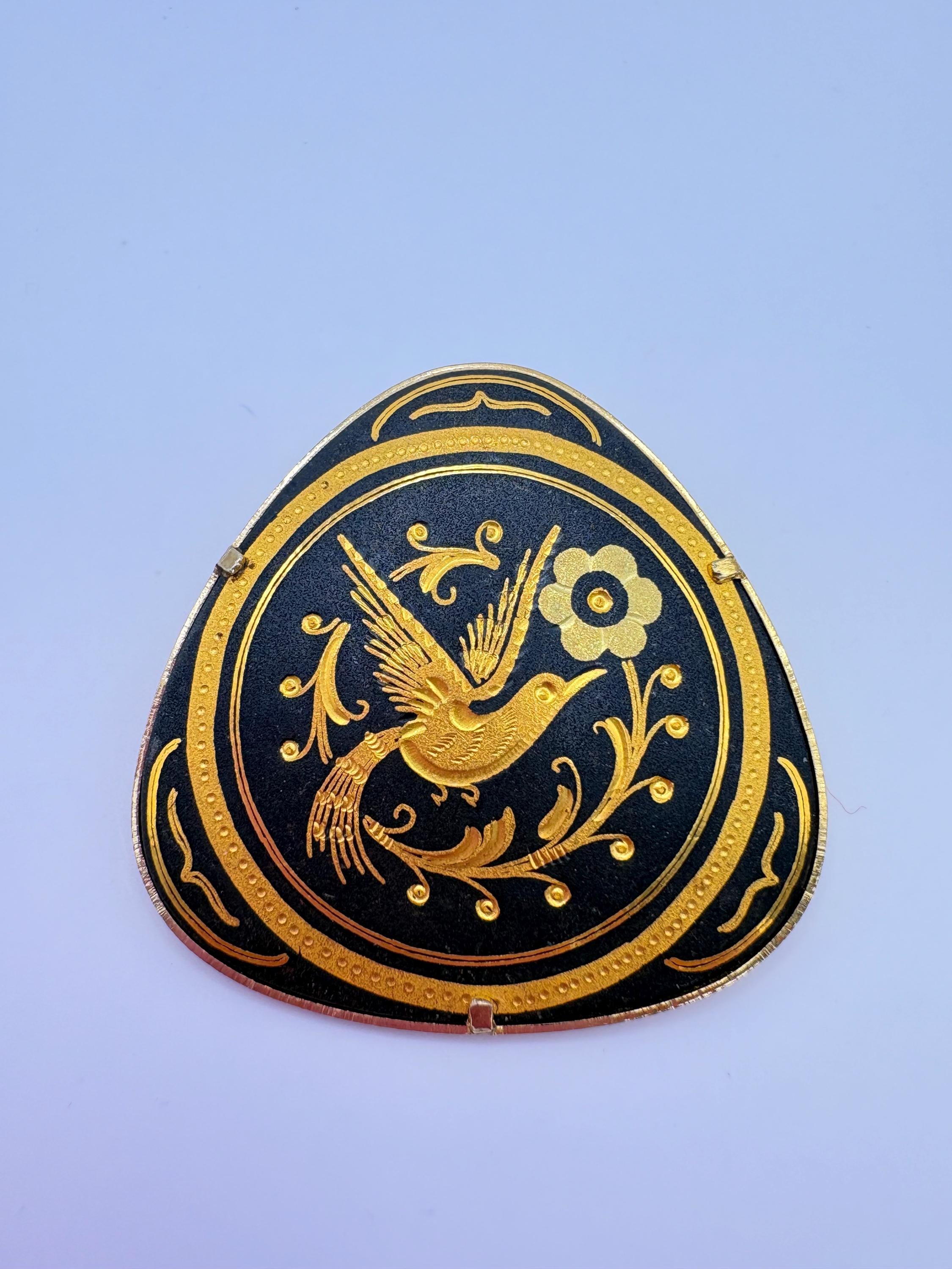 Broche Hirondelle En Métal Doré - Émaillée Multicolore - Style Oiseau - Neuf Sans Emballage