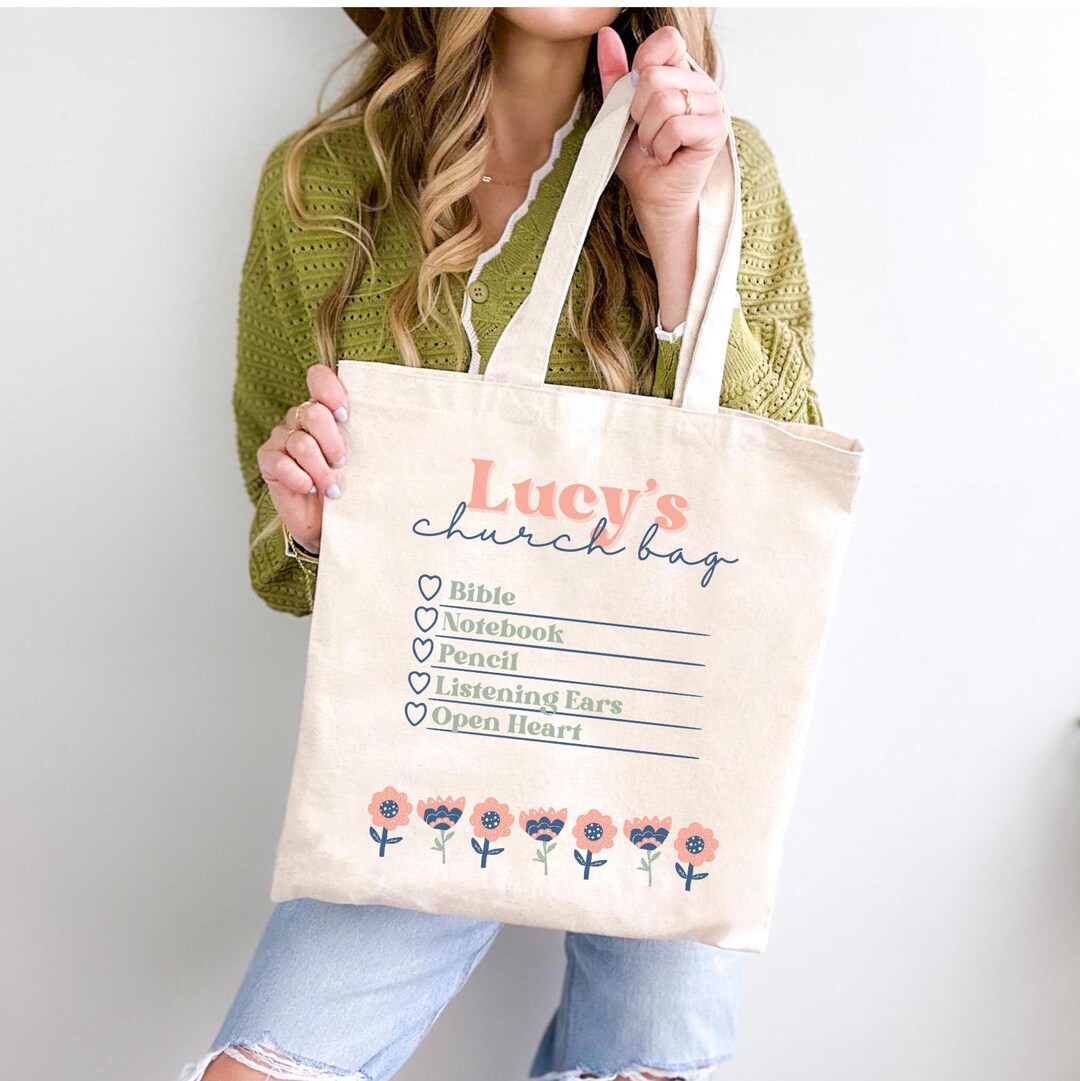 Personalized Kids Bible Tote Bag: Sunday School Gift - Etsy