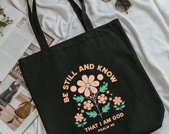 Floral Spring Tote Bag: Inspirational Bible Verse, Christian Gift