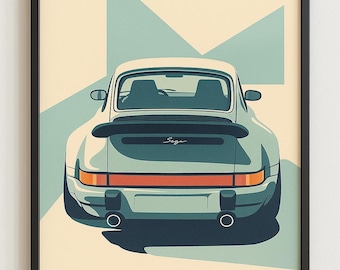 Singer Porsche 911 (930) Print: Minimalist Retro Car Art (Digital Download)