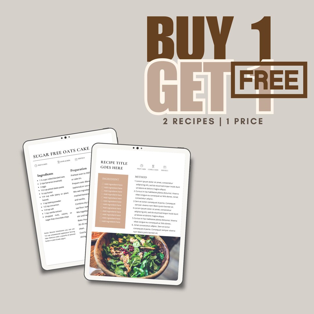 Simple Recipe Card Template I BUY 1 Get 1 FREE | Editable and Printable ...