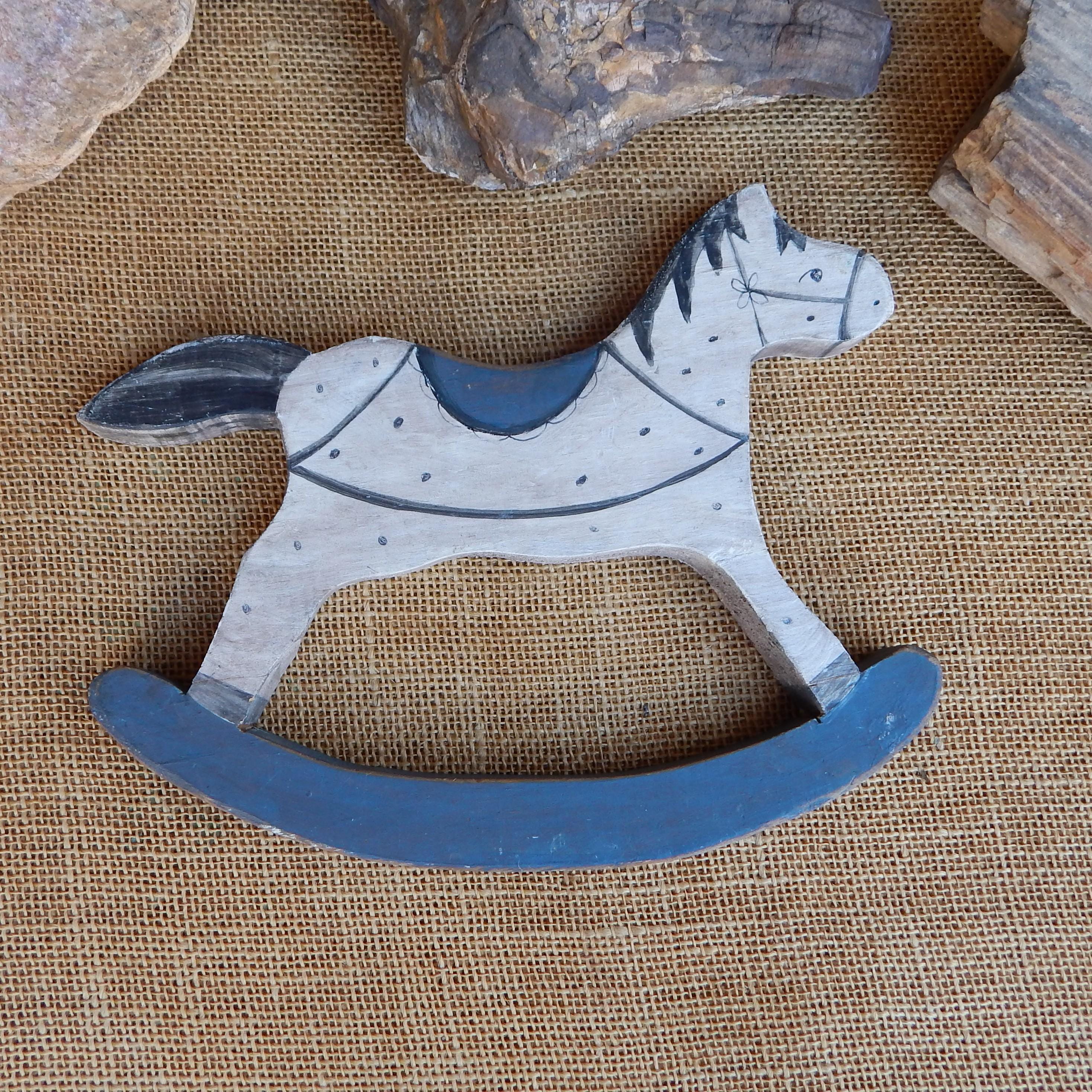 Primitive Handmade Hand Painted Wooden Rocking Horse Decor ~ 1982 ...