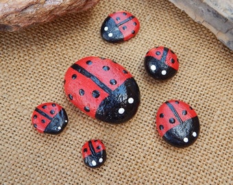 6 Ladybug Rocks  /  Ladybug Plant Sitters  /  Ladybug Home Decorations  /  Ladybug Love Rocks  /  Ladybug Garden Rocks  /  Love Bug Rocks