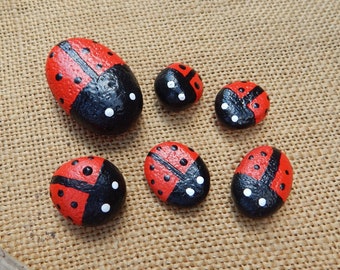 6 Ladybug Rocks  /  Ladybug Plant Sitters  /  Ladybug Home Decorations  /  Ladybug Love Rocks  /  Ladybug Garden Rocks  /  Love Bug Rocks