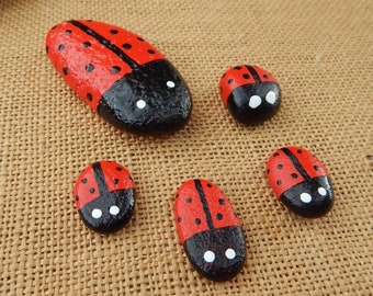 5 Ladybug Rocks  /  Ladybug Plant Sitters  /  Ladybug Home Decorations  /  Ladybug Love Rocks  /  Ladybug Garden Rocks  /  Love Bug Rocks