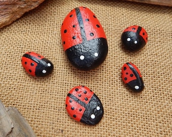 5 Ladybug Rocks  /  Ladybug Plant Sitters  /  Ladybug Home Decorations  /  Ladybug Love Rocks  /  Ladybug Garden Rocks  /  Love Bug Rocks