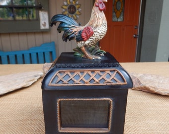 Rooster Display Box  ~  Rooster Trinket Box  ~  Rooster Tea Box  ~  Resin & Glass Rooster Display Box  ~  Country - Farmhouse Kitchen Decor