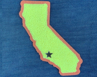 California Chenille Patch, with removable enamel pin.