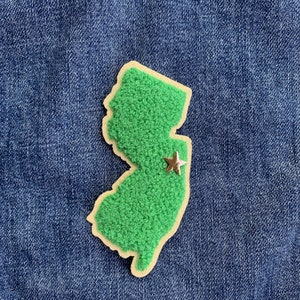 New Jersey Chenille Patch, with removable enamel pin.