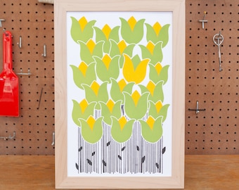 Green Field of Tulips Screen Print