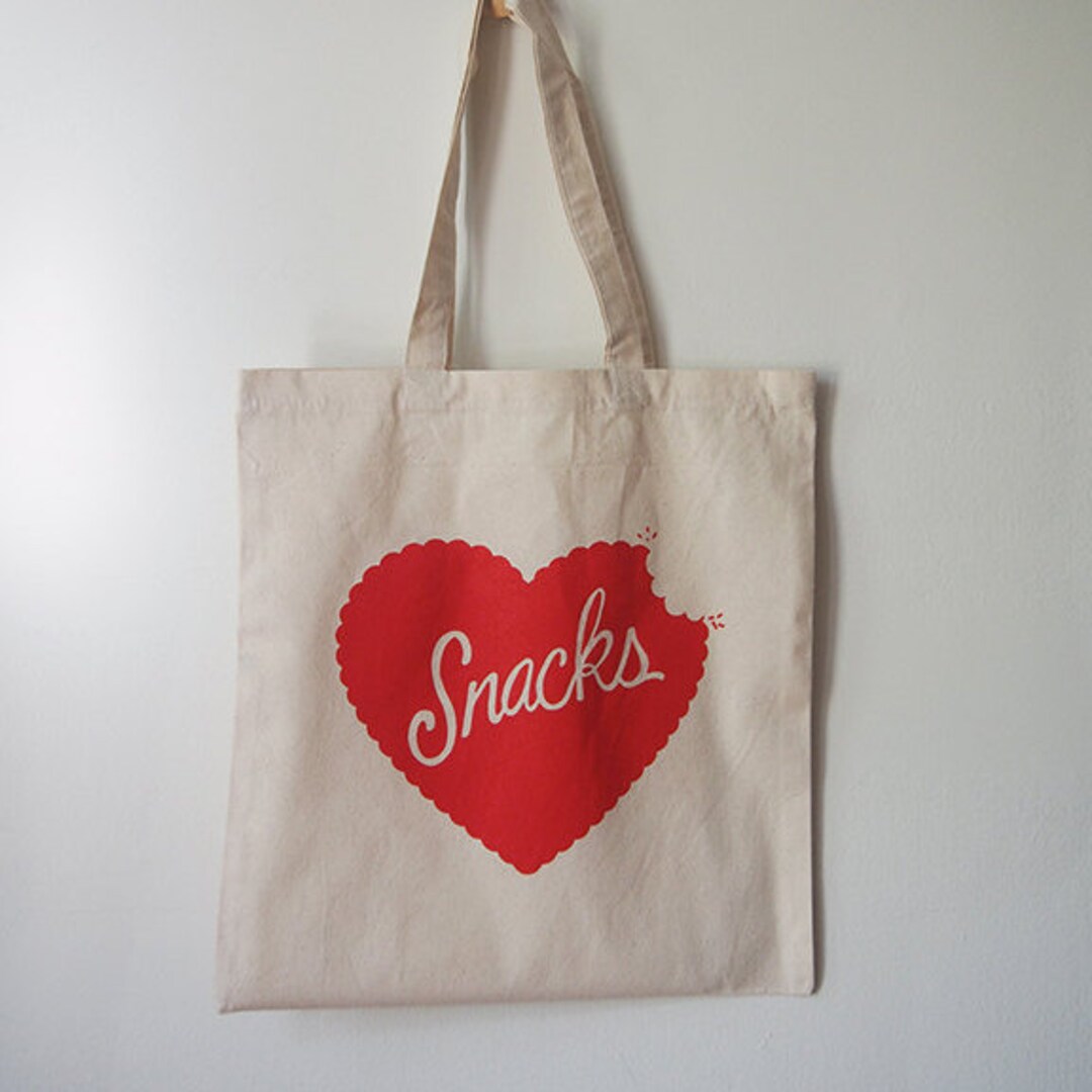 Snacks Heart Tote Bag - Etsy
