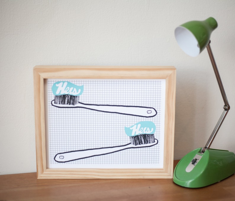 Hers and Hers Tooth Brush Print image 1