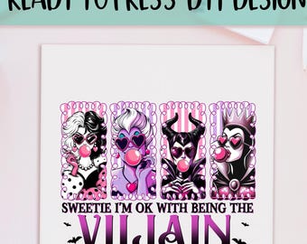 Disney Villains DTF Transfer Ready to Press | Sassy Villain Squad Heat Transfer | Halloween Girls Night Shirt | Evil Queen DTF Gang Sheet