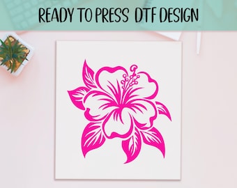 Hibiscus Flower DTF Transfer: Hawaiian Heat Press Print