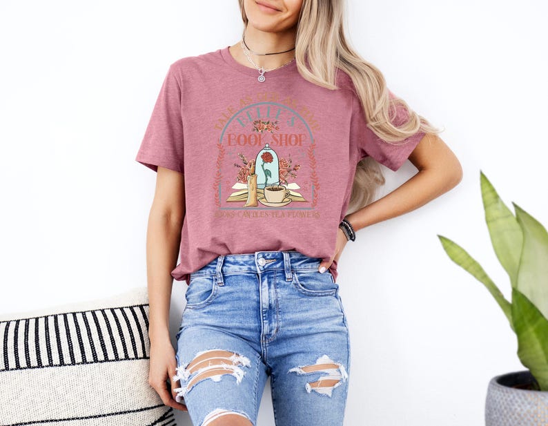 Belle's Book Shop Ready to Press DTF, Disney Transfer Print, Heat Press DTF Transfer, Beauty And Beast DTF Transfer Prints, Bookish Gift afbeelding 9