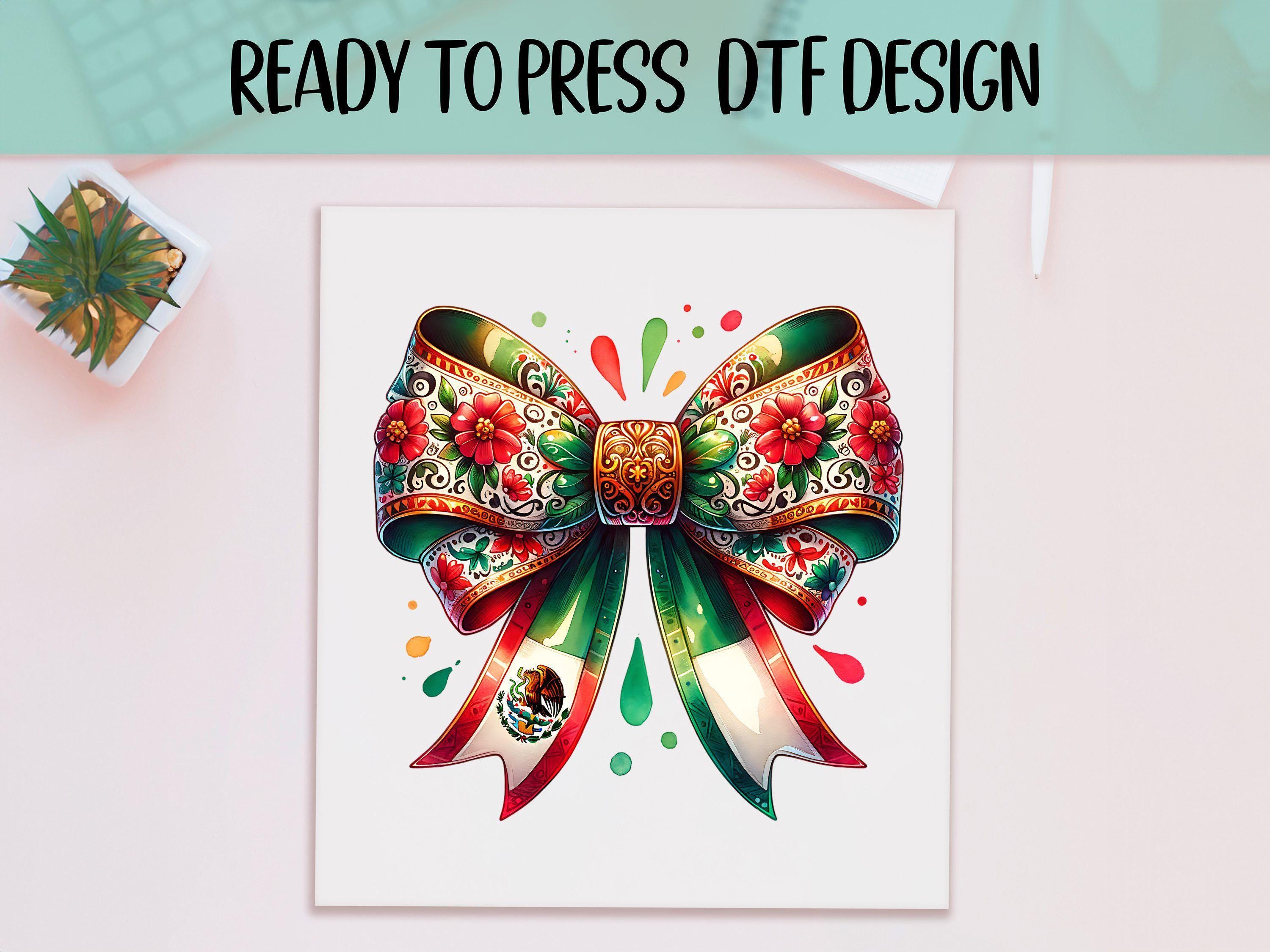 Latin Ribbon Mexican Coquette DTF, Festive Ribbon Print, Heat Press DTF Transfer ...