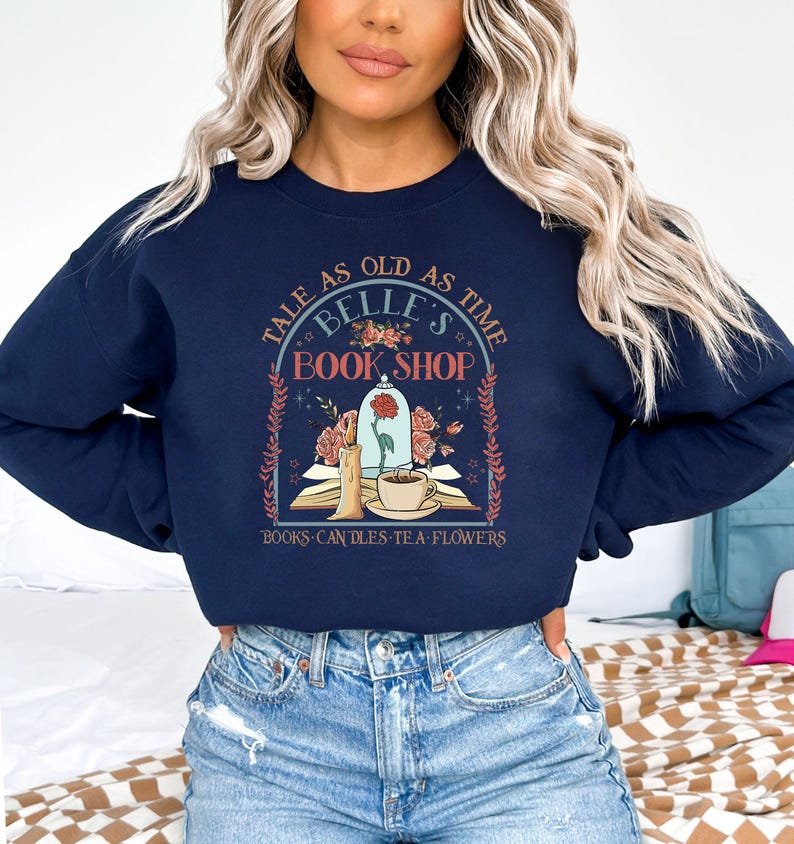 Belle's Book Shop Ready to Press DTF, Disney Transfer Print, Heat Press DTF Transfer, Beauty And Beast DTF Transfer Prints, Bookish Gift afbeelding 8