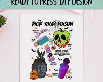 Pick Your Poison Ready to Press DTF, Disney Villain Print, Heat Press DTF Transfer, Disney Halloween Print, Disney Witch DTF, Spooky Season