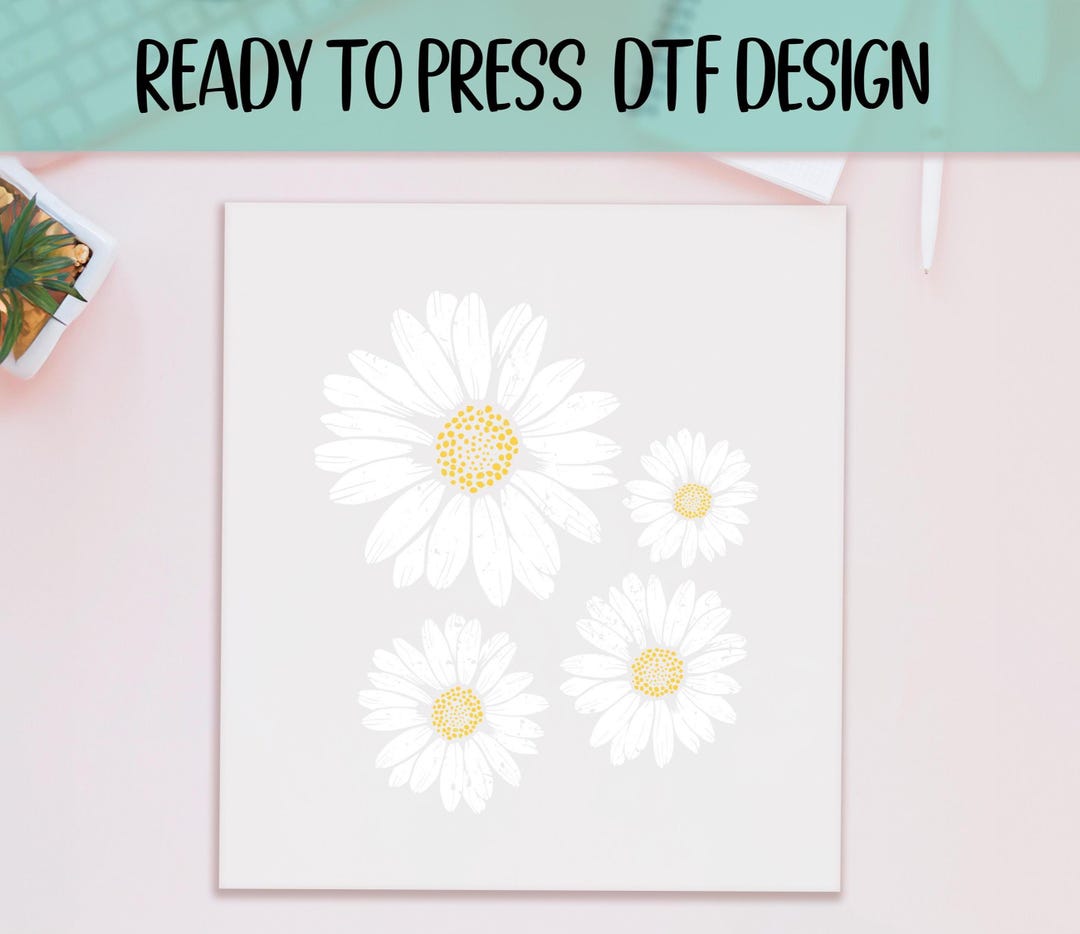 Daisy DTF Transfer Ready to Press | Boho Floral Heat Transfer Spring ...