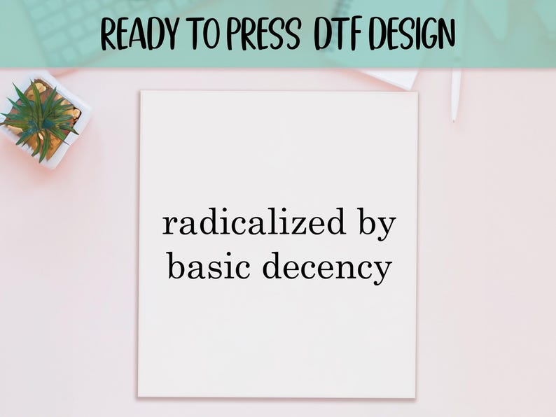 Radicalized By Basic Decency DTF Transfer: Activist Shirt Art Bild 1