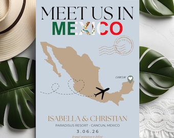 Mexico Save The Date - Destination Wedding Save The Date, Meet Us In Mexico