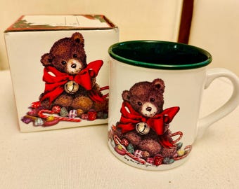 Christmas Decor for Hot Cocoa Bars | Vintage Teddy Bear Mug