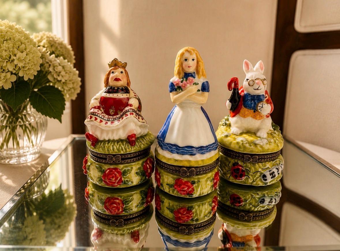 Alice in Wonderland Decor for Bookshelf | Vintage Limoges Style