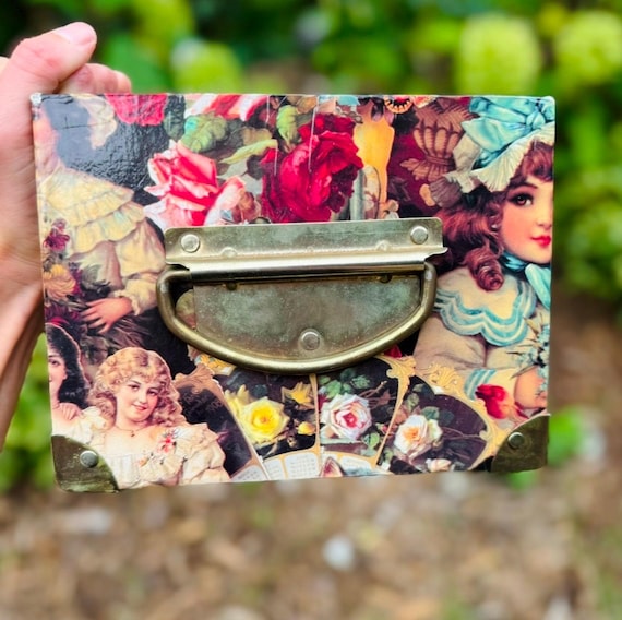 Rare Vintage Victorian Style Decoupage Box - Gem