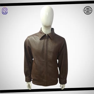 Handmade Mens Brown Oversize Bomber Lambskin Soft Real Leather Jacket | Vintage Leather Bomber Jacket | Real Leather Jacket for Men | Gift |