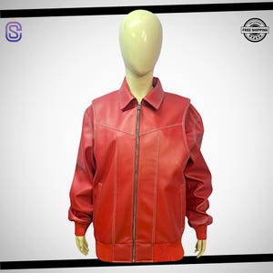 Red Jacket Women&#39;s Fashion Casual Cropped Overcoat | Oversized Vintage 90s Red Women&#39;s leather jacket | Gift For Christmas |