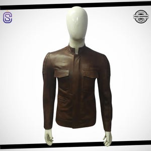Mens Biker Cafe Racer Brown Motorcycle Vintage Real Leather Jacket | Brown Distressed Leather Jacket | Motorcycle Waxed Jacket | Gift |