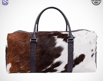Borsa da viaggio e da palestra in vera pelle di vacchetta fatta a mano - Borsa da viaggio e da palestra in vero pelo di vacchetta