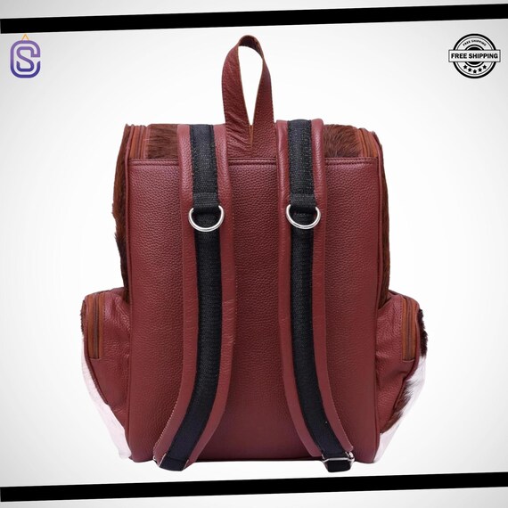 Unique Cowhide Leather Backpack - Hair-on-hide Diaper Bag  display picture 2
