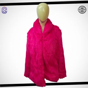 Handmade Wonderful Pink Faur Fur Coat | Fluffy Long Women Coat | Perfect Gift for Her |