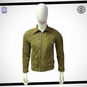 Men&#39;s Handmade Suede Green Leather Jacket | Stylish Leather Trucker Jacket | Suede Casual Fashion Shirt Style Jacket | Gift For Him |