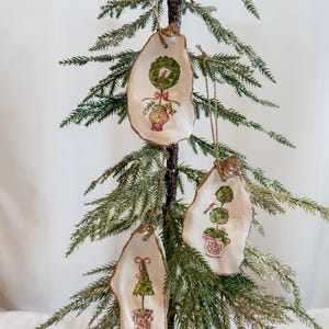 Holly Jolly - Handmade Oyster Shell Ornament