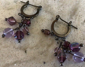 Gothic purple and gun metal earrings