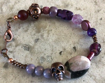 Gothic stacker bracelet purples and copper