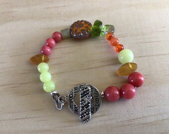 Petite beaded boho bracelet spring colors