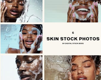 6 Modern AI Skin Care Stock Photos: Website Banners (Digital Download)