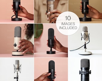 Podcast Stock Photo Bundle | Modern Microphone Imagery (Digital Download)