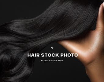 Black Hair Extension Stock Image | Modern Salon Banner (Digital Download)