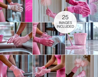 Pink Cleaning Business Stock Photos | Branding Images (Digital Download)