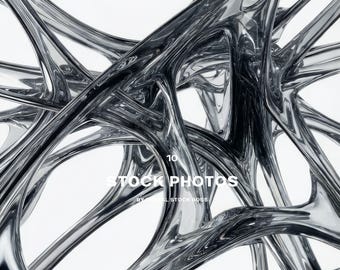 10 Silver Chrome Abstract Wallpaper | Metallic Liquid Texture (Digital Image)