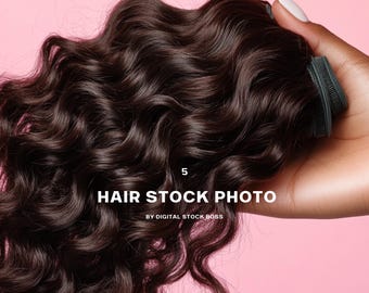 Curly Hair Extension Website Banner: Modern Stock Image (Digital Download)
