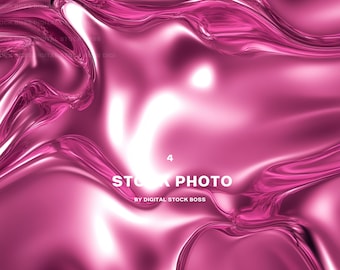 Pink Chrome Abstract Background | Metallic Liquid Texture (PNG Digital Image)