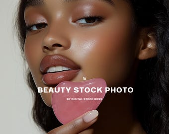 Gua Sha Stock Photos | Rose Quartz, Model Images (Digital Download)